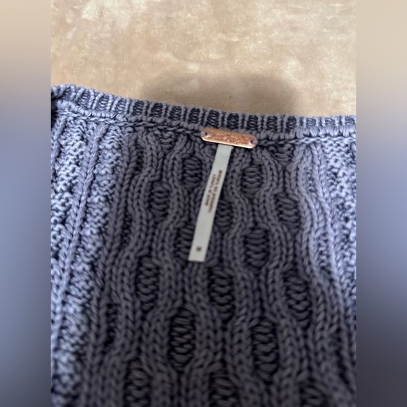 Free People High Tide Cable Tank - chambray Sky Knit Tank Top M - Picture 6 of 6